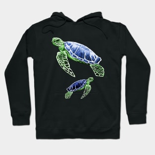 Blue Green Sea Turtles Hoodie